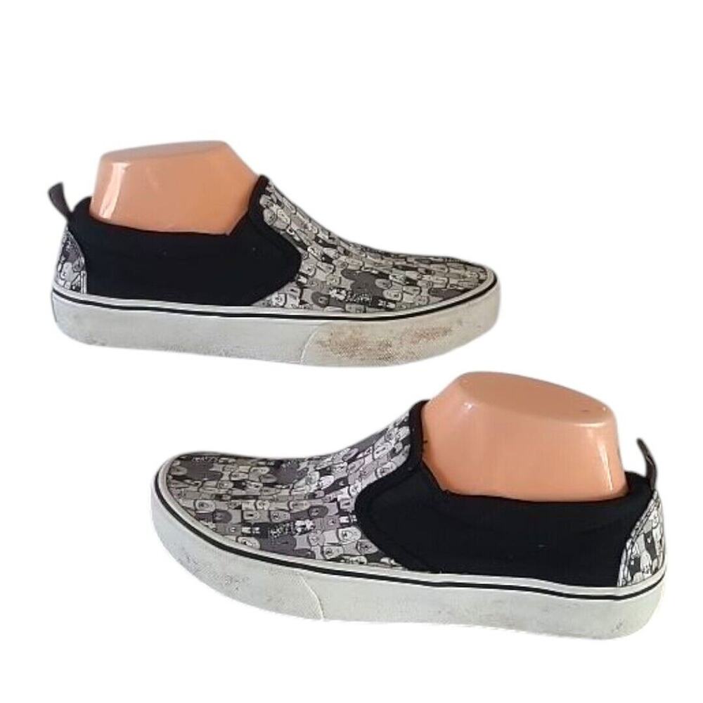 Skechers Bobs WMS SZ 7 Marley Jr. Wag Swag Black/Gray Slip On Shoes Dog Print